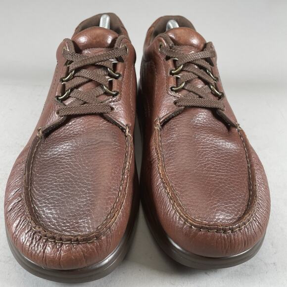 SAS Bout Time Men’s 10 N Brown Pebbled Leather Casual Walking Shoes Oxford EUC - Picture 2 of 9